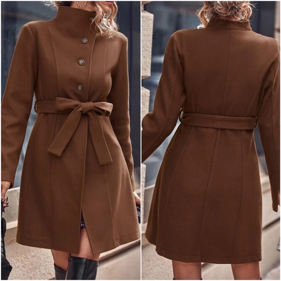 Classic Button up High Collar Jacket Coat - Picture 4 of 4